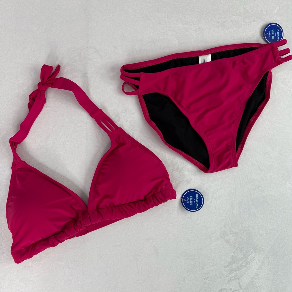 NEW Bikini Halter Style Top Size 12 Bottoms Size 14 Hot‎ Pink Watermelon